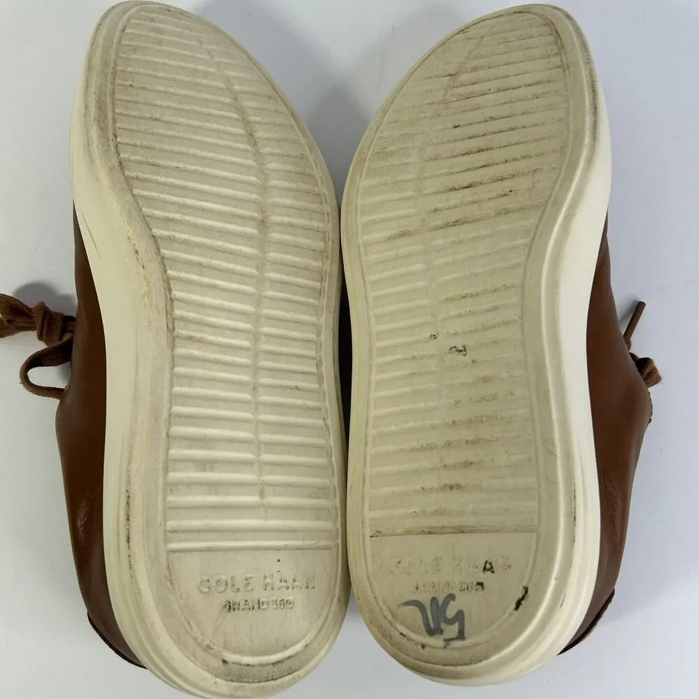 Cole Haan Men's Grand+ Court Sneakers Brown Leather British Tan C39623 Size 7.5